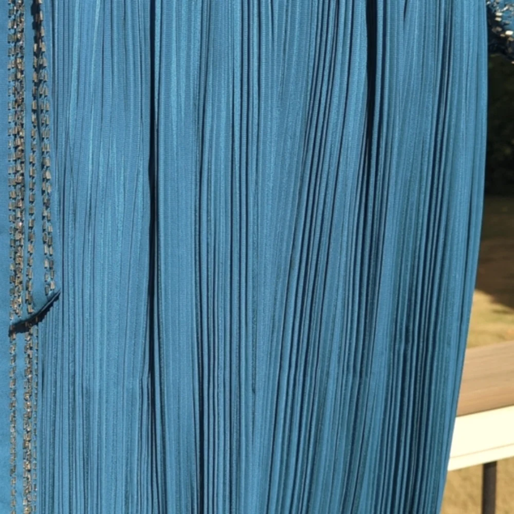 True Vintage Jack Bryan 70's Hollywood Glam Chevron Beaded Pleated Maxi 10/12 - Picture 6 of 16